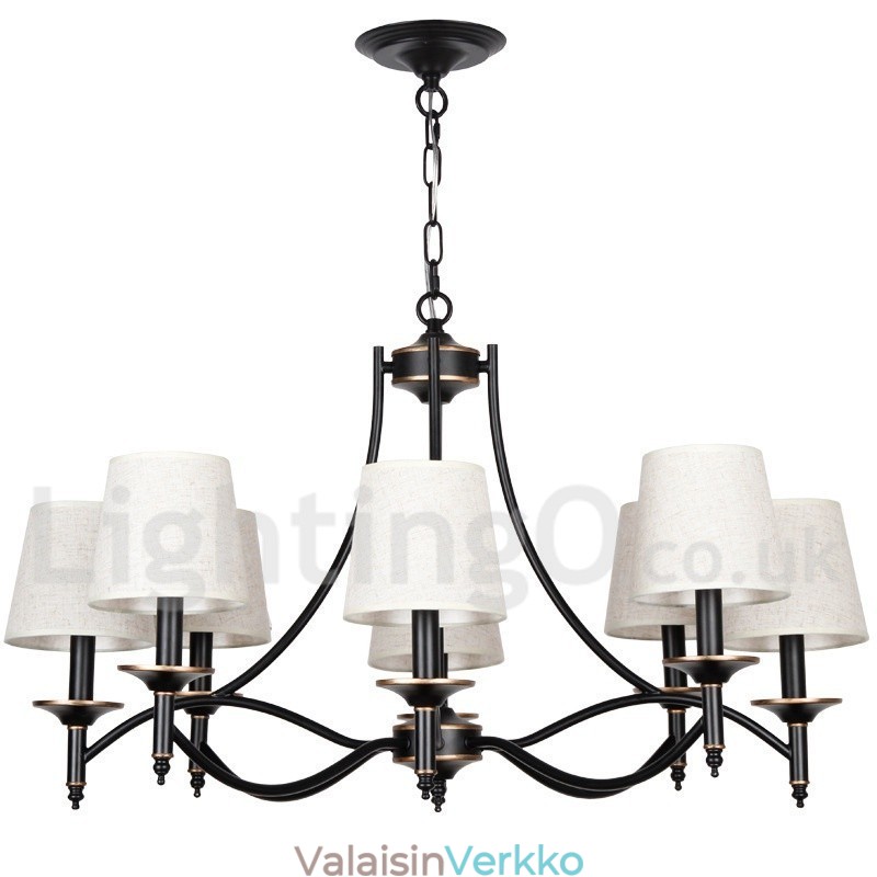 8 Vaalea Retro Rustic Musta nykyaikainen kynttilätyylinen kattokruunu