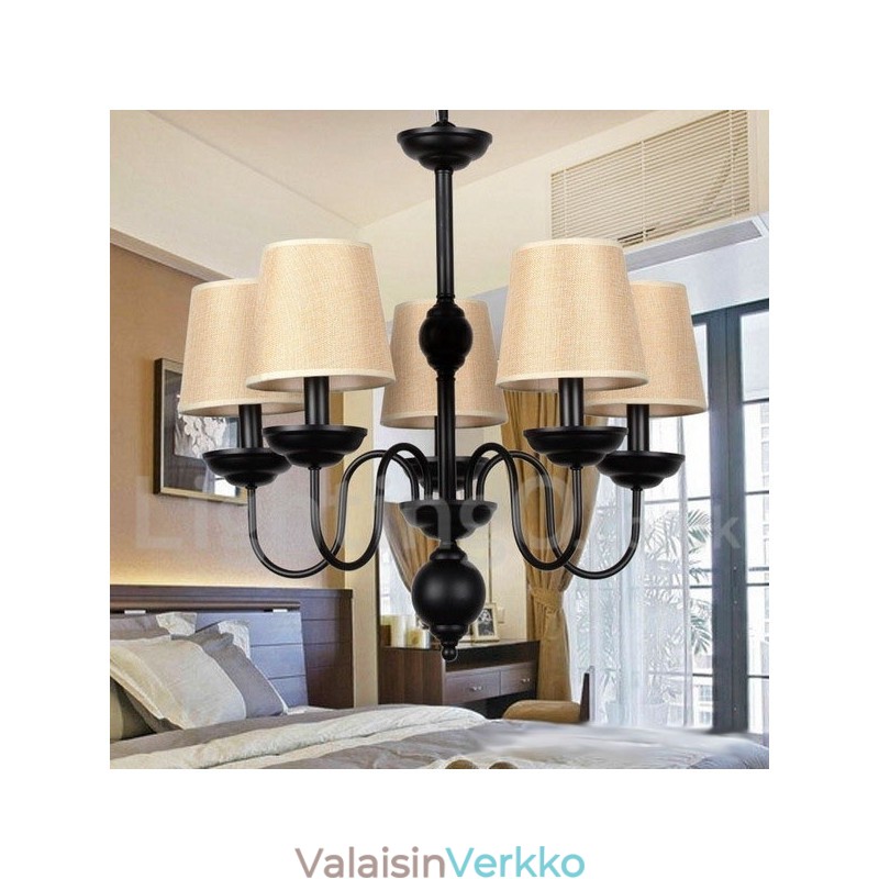 5 Vaalea maalaismainen retro nykyaikainen kynttilätyylinen kattokruunu