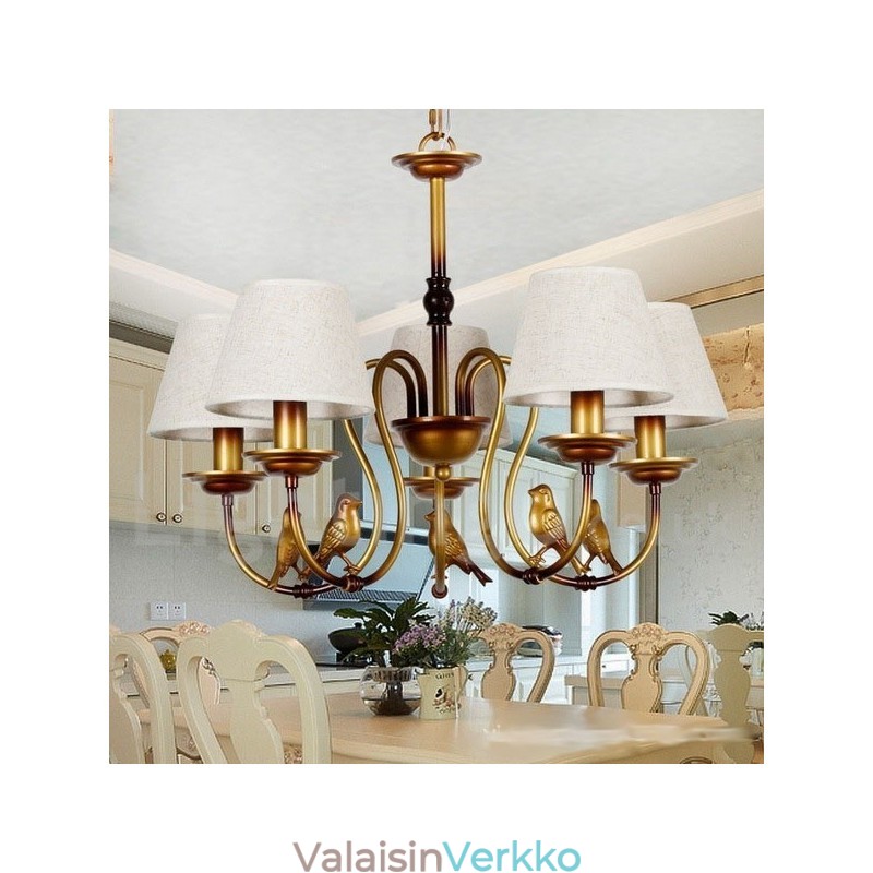 5 Vaalea moderni nykyaikainen maalaismainen retro kynttilätyylinen kattokruunu