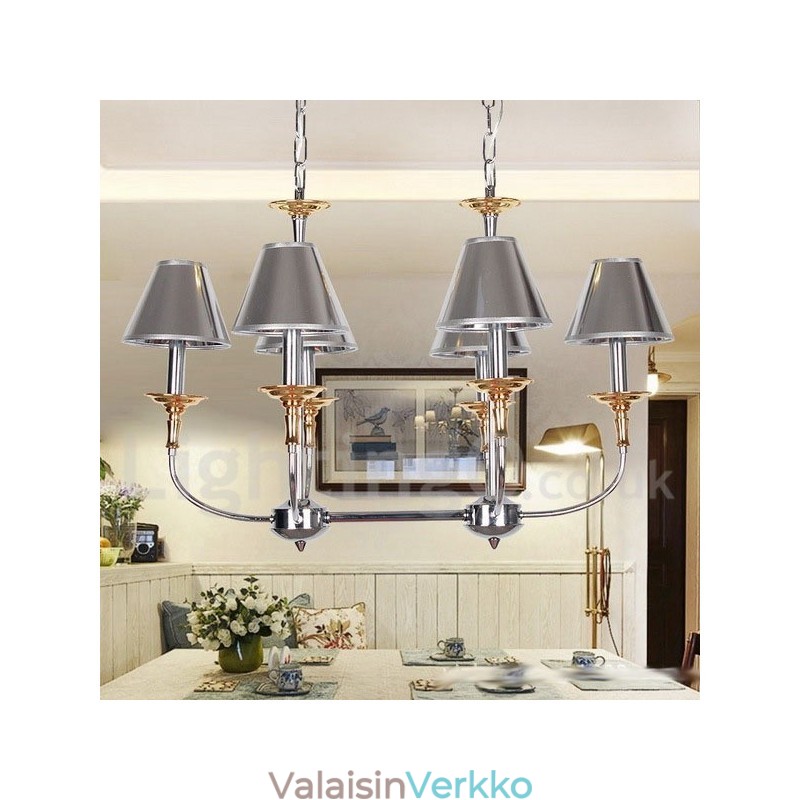 6 Kevyt moderni nykyaikainen kromi kynttilätyylinen kattokruunu