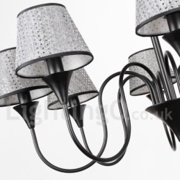 8 Vaalea maalaismainen moderni nykyaikainen retromusta kynttilätyylinen kattokruunu