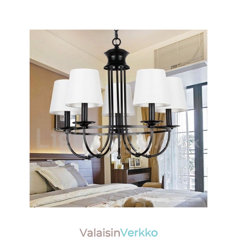 5 vaalea retromusta välimerellinen maalaistyylinen nykyaikainen kynttilän kattokruunu