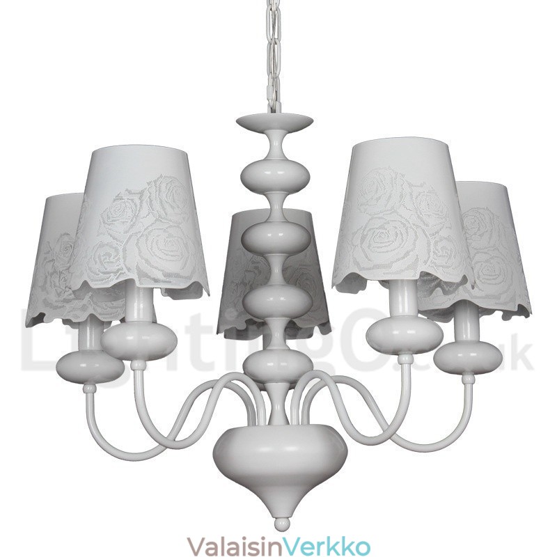 5 Vaalea moderni nykyaikainen ontto valkoinen kynttilätyylinen kattokruunu