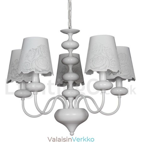 5 Vaalea moderni nykyaikainen ontto valkoinen kynttilätyylinen kattokruunu