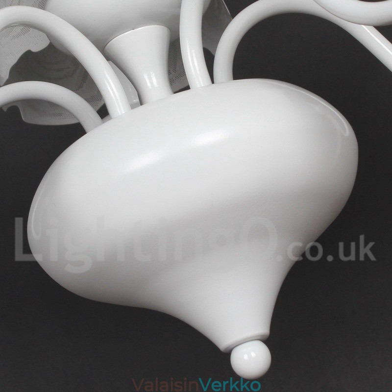 5 Vaalea moderni nykyaikainen ontto valkoinen kynttilätyylinen kattokruunu