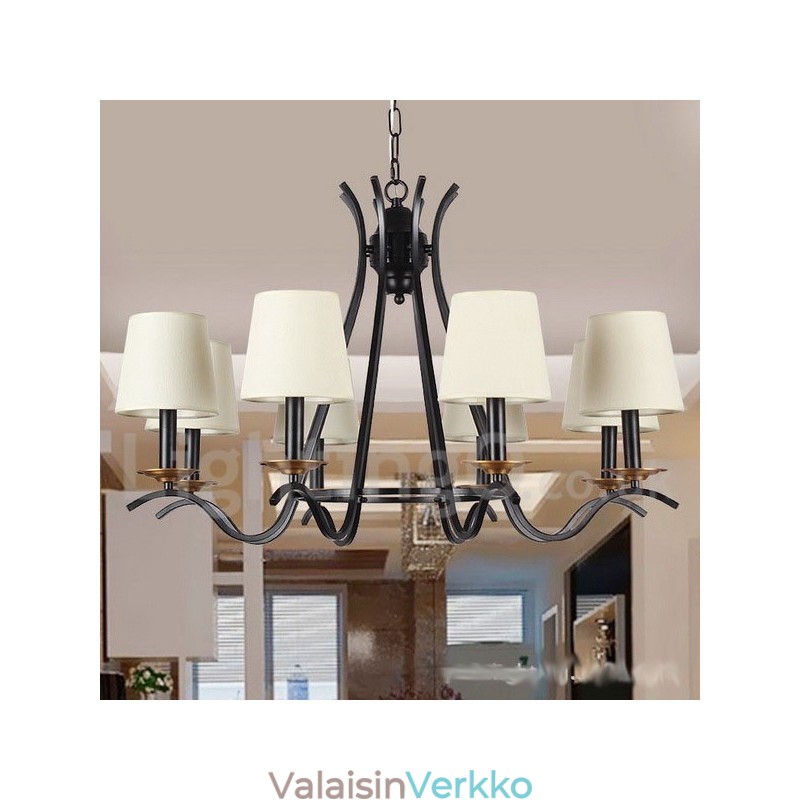8 Vaaleanmusta Retro nykyaikainen kynttilätyylinen kattokruunu