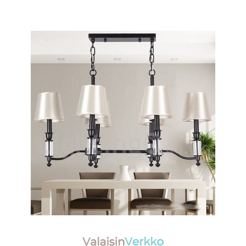 6 vaalea rustiikkimusta retro nykyaikainen kynttilätyylinen kattokruunu