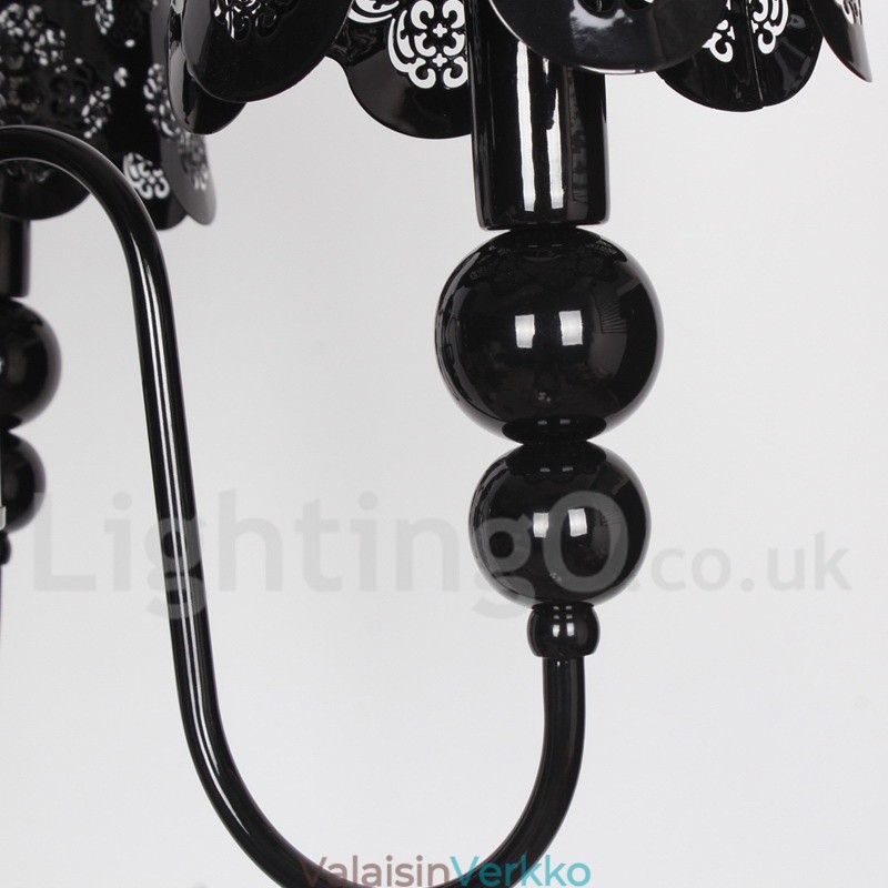 3 Vaalea moderni nykyaikainen ontto musta kynttilätyylinen kattokruunu