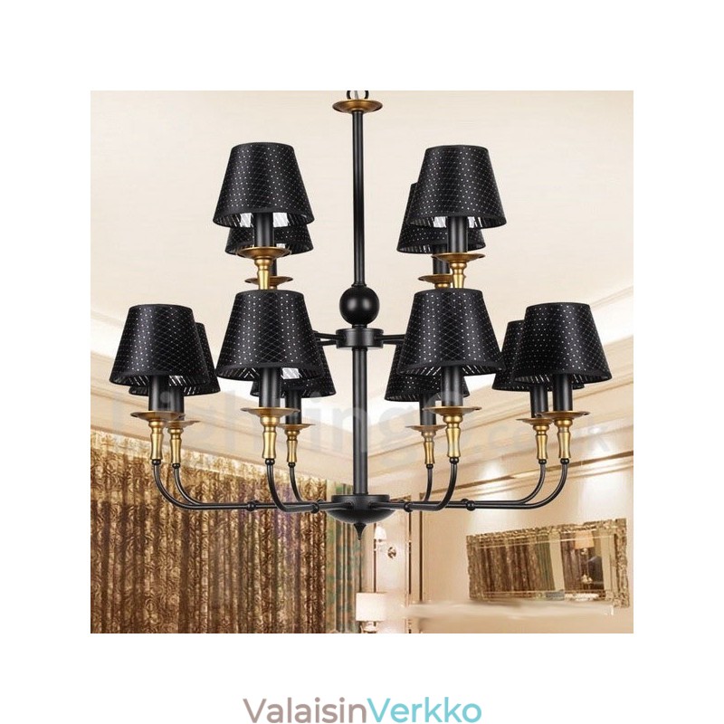 12 Vaalea Retro Rustic 2-tasoinen kynttilätyylinen kattokruunu