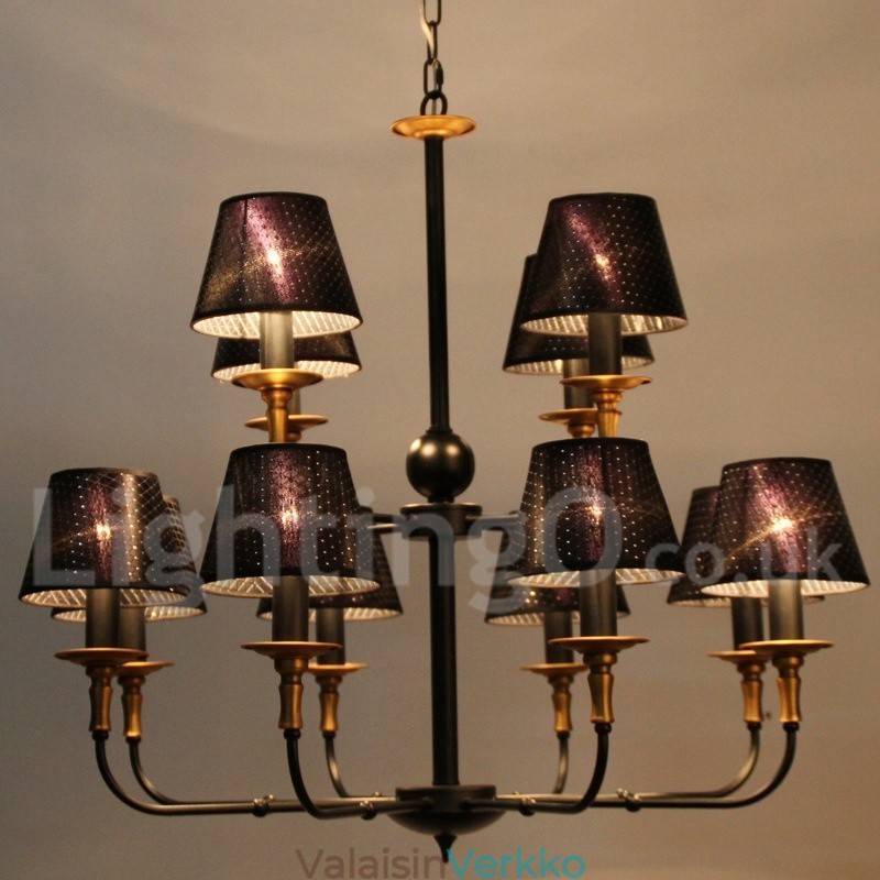 12 Vaalea Retro Rustic 2-tasoinen kynttilätyylinen kattokruunu