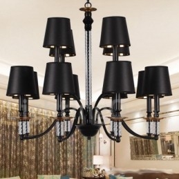 12 Vaaleanmusta Retro kynttilätyylinen kattokruunu