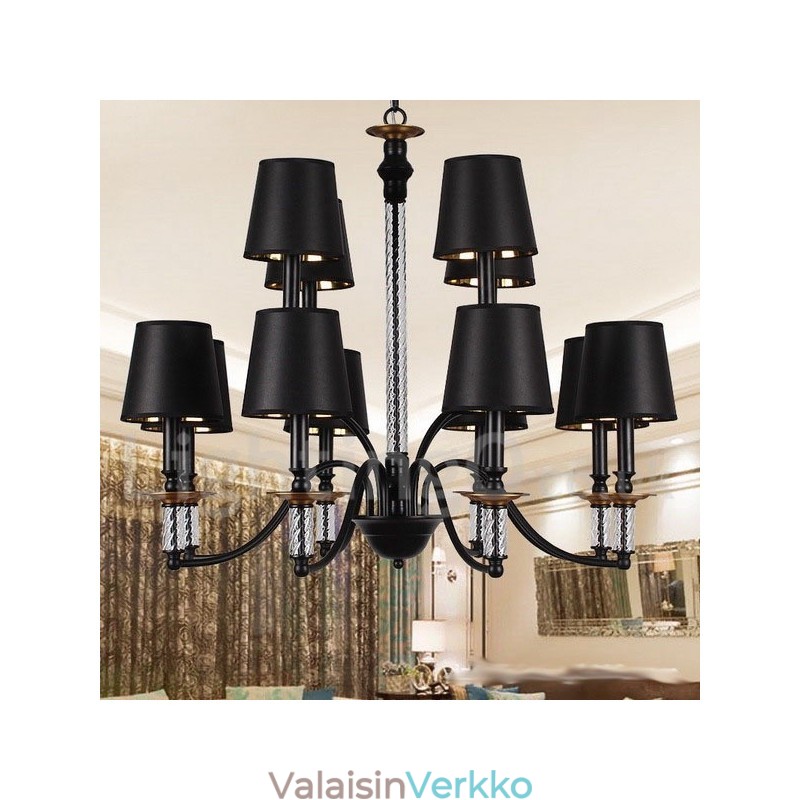 12 Vaaleanmusta Retro kynttilätyylinen kattokruunu