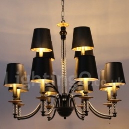 12 Vaaleanmusta Retro kynttilätyylinen kattokruunu