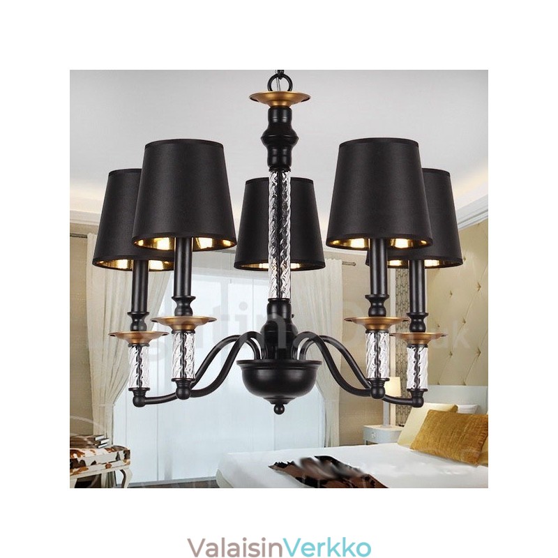 5 Vaaleanmusta Retro kynttilätyylinen kattokruunu