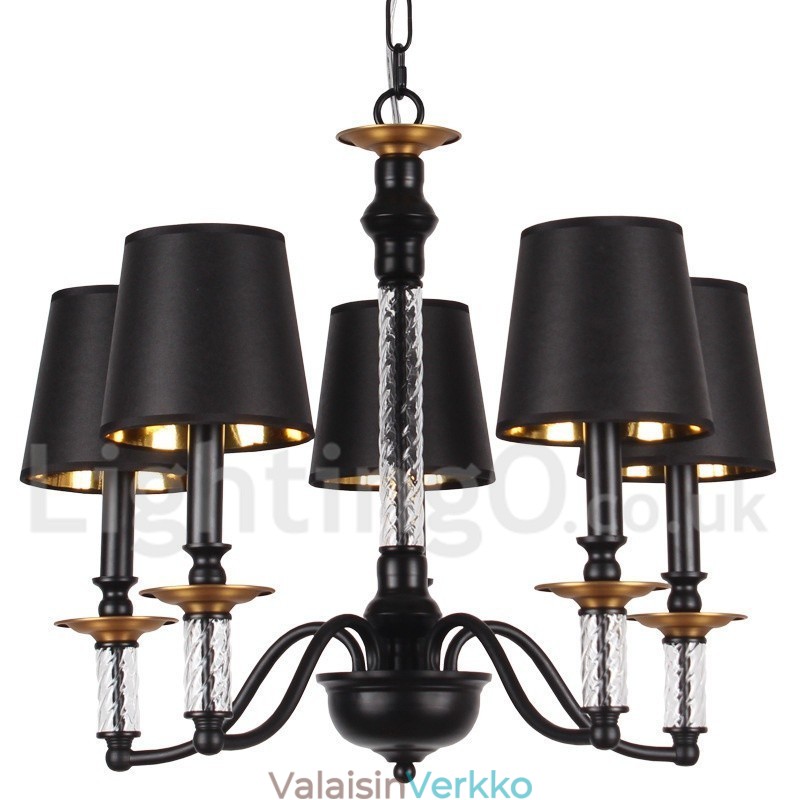 5 Vaaleanmusta Retro kynttilätyylinen kattokruunu