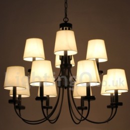 12 vaalea retro nykyaikainen 2-tasoinen musta kynttilätyylinen kattokruunu