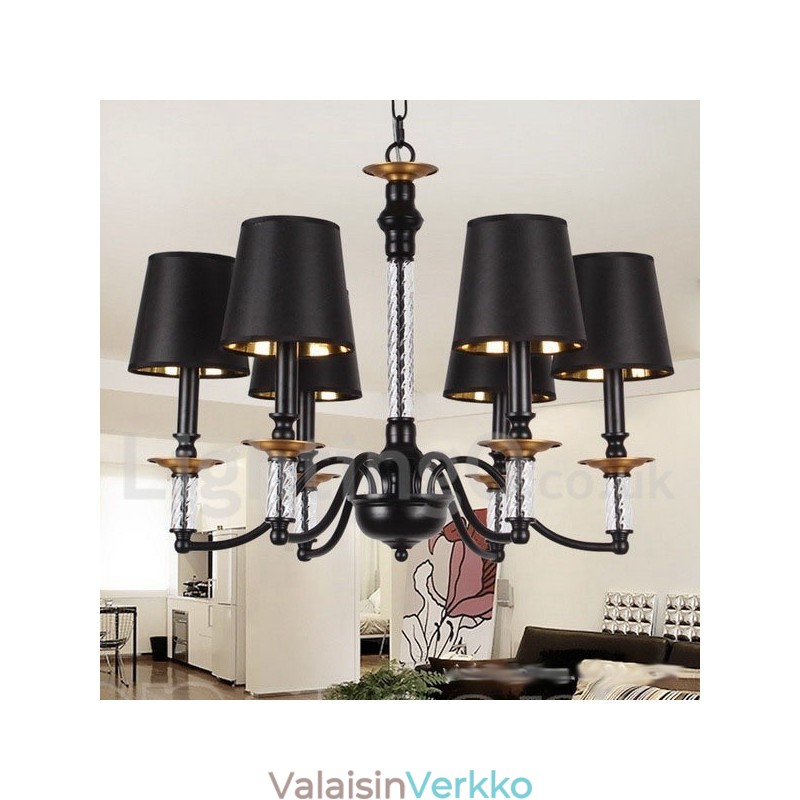 6 Vaaleanmusta Retro kynttilätyylinen kattokruunu
