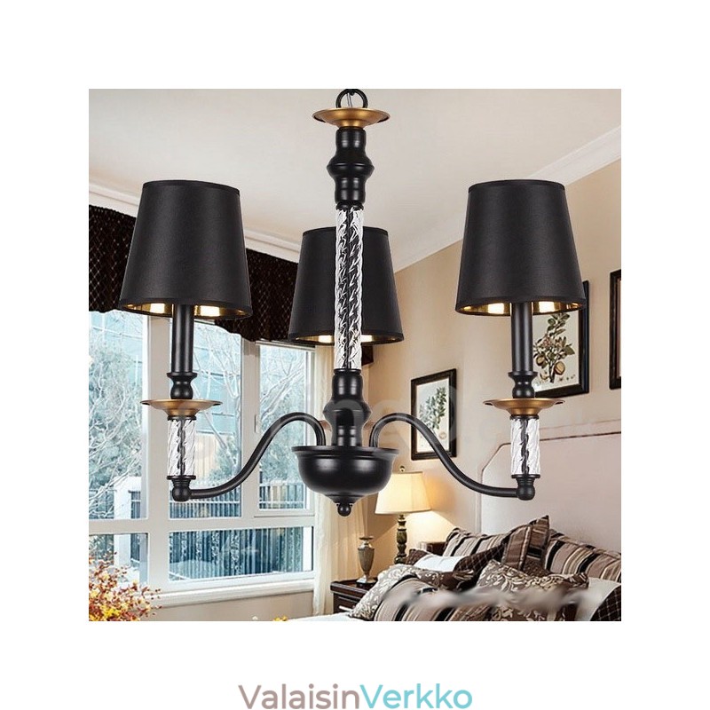 3 Vaaleanmusta Retro kynttilätyylinen kattokruunu