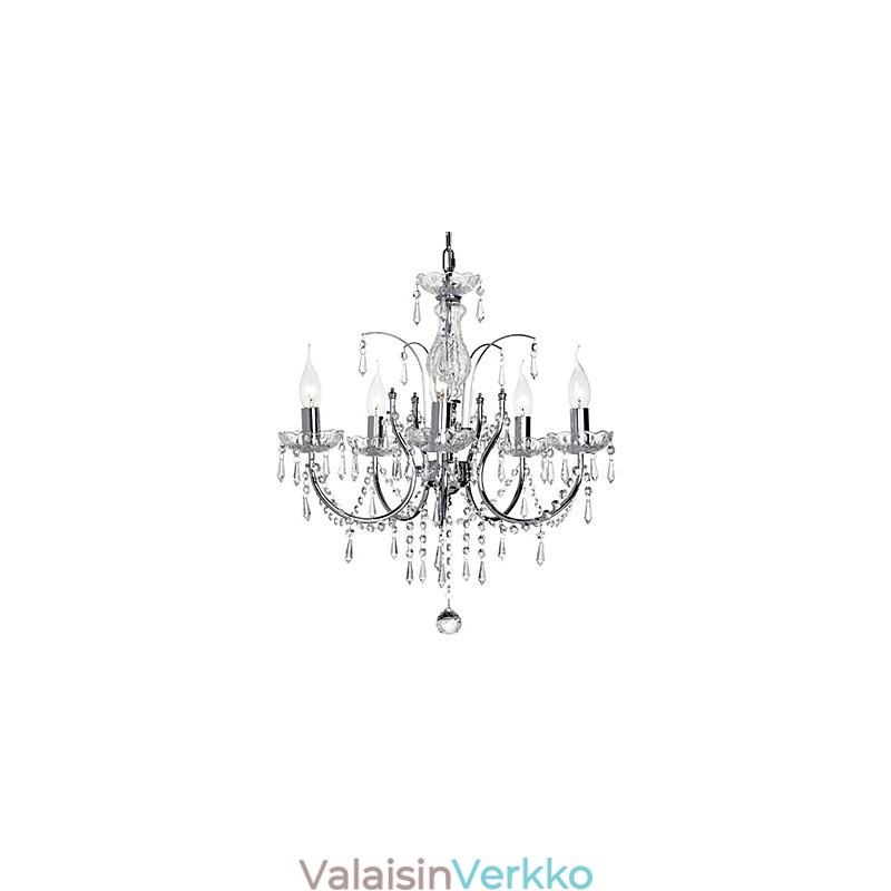 Tyylikäs kristallikruunu 5 valolla