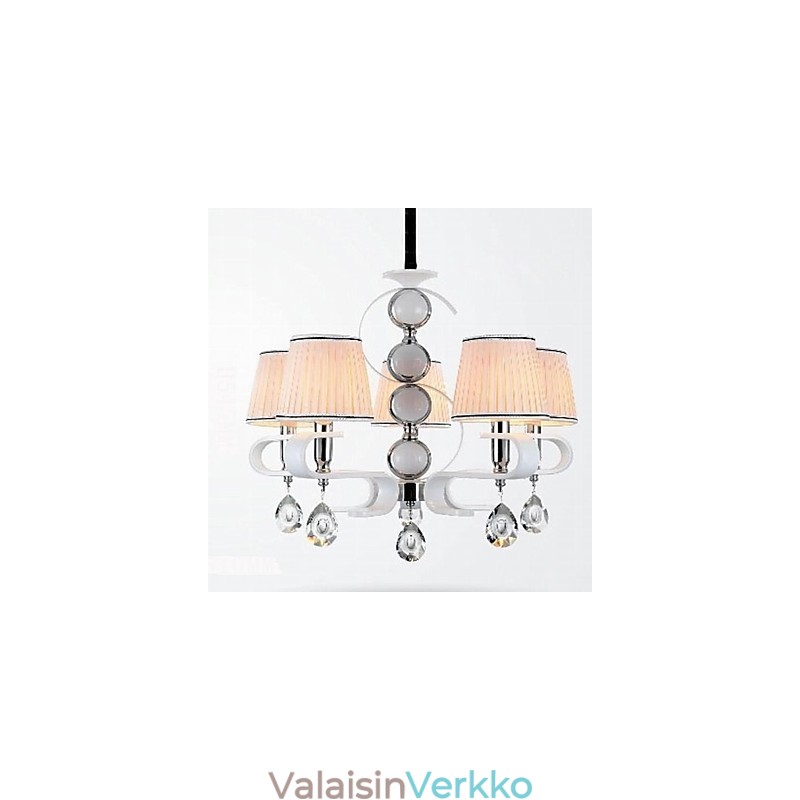 Kangaskattokruunu 5 Light High Grade Lamppu Valkoinen Jade Hopeasormus