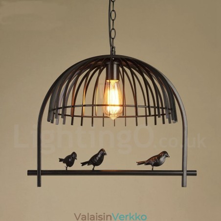1 Light Rustic Lodge Retro lintuhäkkiriippuvalaisin teräsvarjostimella 1 Light Rustic Lodge Retro lintuhäkkiriippuvalaisin teräsvarjostimella