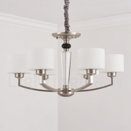 6 Vaalea moderni nykyaikainen kattokruunu lasivarjostimella