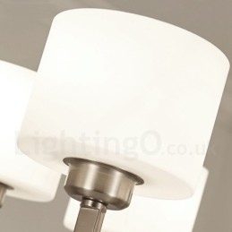 6 Vaalea moderni nykyaikainen kattokruunu lasivarjostimella