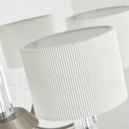 6 Vaalea moderni nykyaikainen kristallikruunu kangasvarjostimella