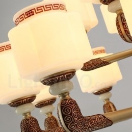 15 Light Retro Perinteinen sinkkiseos Ylellinen aulan kattokruunu lasivarjostimella