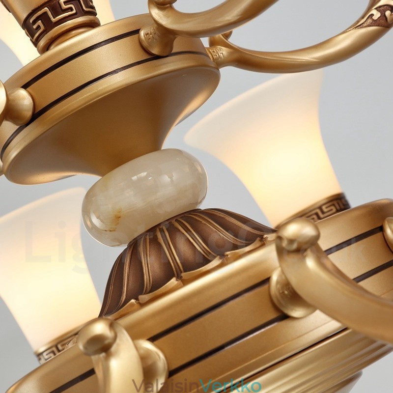 15 Light Retro Perinteinen sinkkiseos Ylellinen aulan kattokruunu lasivarjostimella