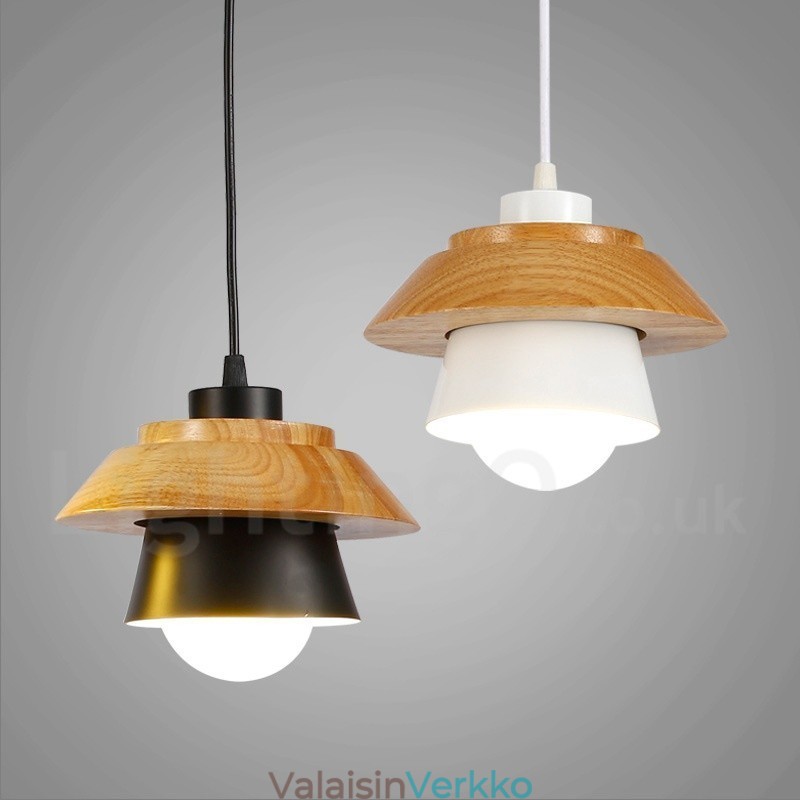 1 kevyt moderni nykyaikainen puinen riippuvalaisin alumiiniseoksella varjostimella