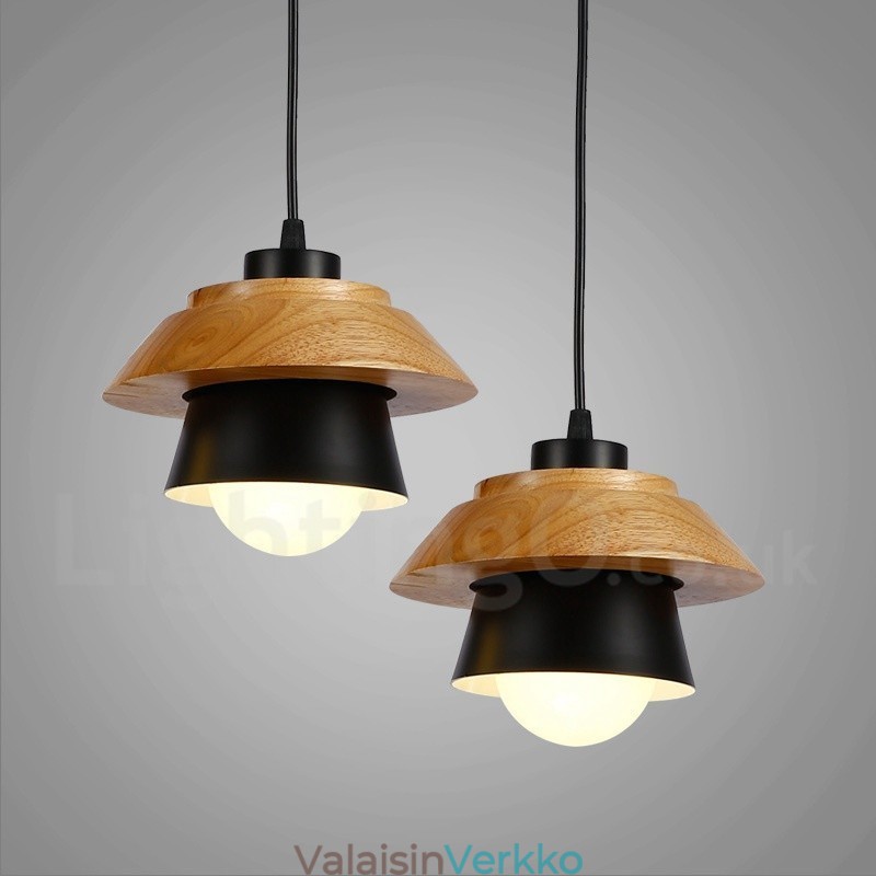 1 kevyt moderni nykyaikainen puinen riippuvalaisin alumiiniseoksella varjostimella