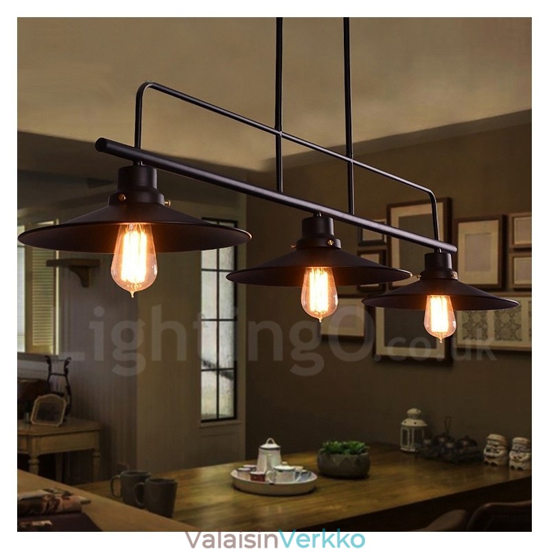 3 kevyt Retro rustiikkinen teräsriippuvalaisin teräsvarjostimella