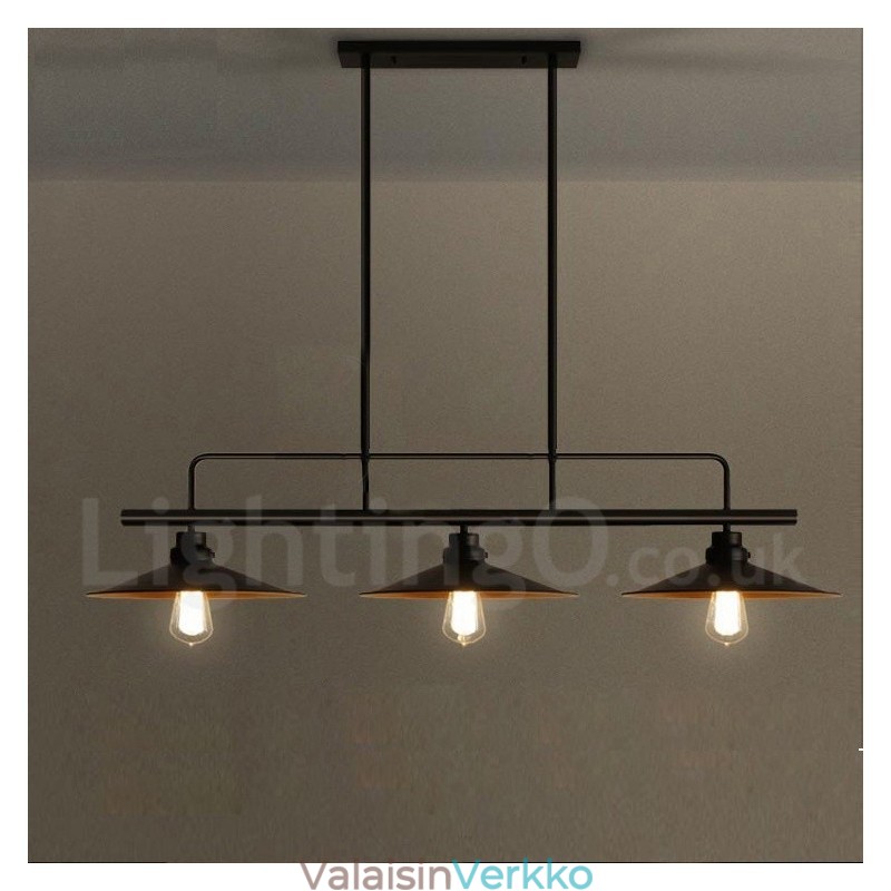 3 kevyt Retro rustiikkinen teräsriippuvalaisin teräsvarjostimella