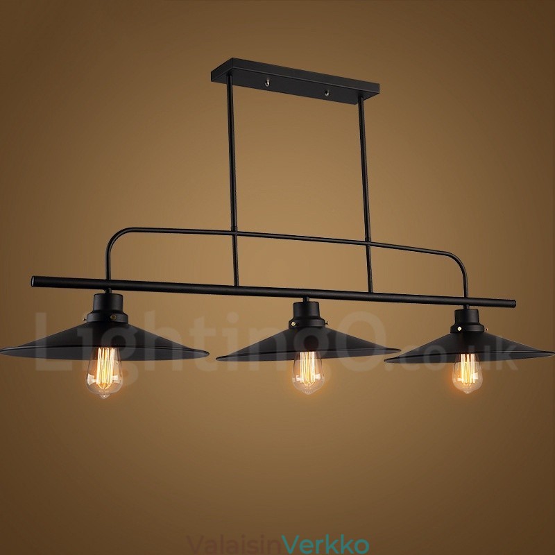 3 kevyt Retro rustiikkinen teräsriippuvalaisin teräsvarjostimella