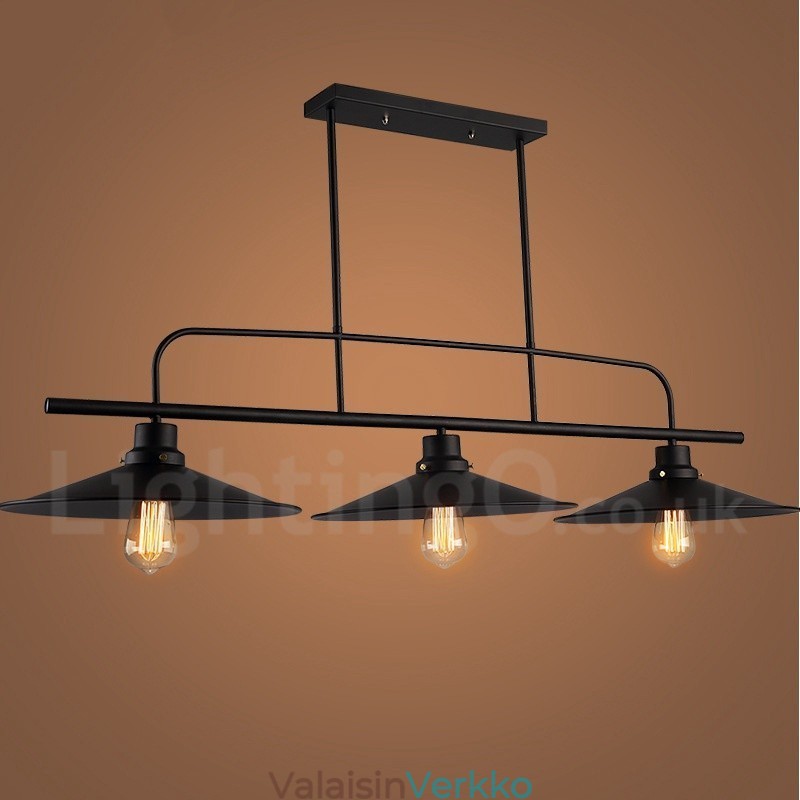 3 kevyt Retro rustiikkinen teräsriippuvalaisin teräsvarjostimella