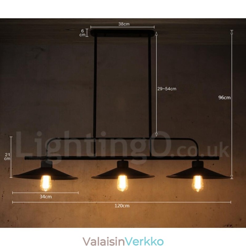 3 kevyt Retro rustiikkinen teräsriippuvalaisin teräsvarjostimella