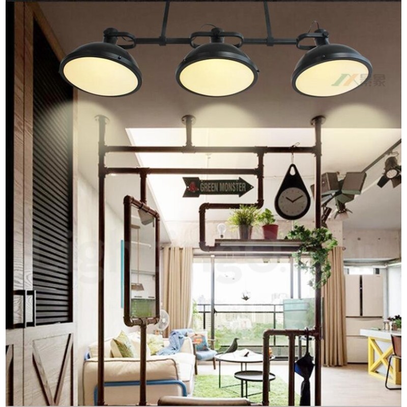 3 kevyt Retro rustiikkinen teräsriippuvalaisin lasivarjostimella