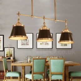 3 Light Retro Rustic Luxury messinkiriippuvalaisin messinkivarjostimella