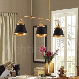 3 Light Retro Rustic Luxury messinkiriippuvalaisin messinkivarjostimella