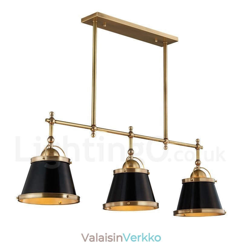 3 Light Retro Rustic Luxury messinkiriippuvalaisin messinkivarjostimella