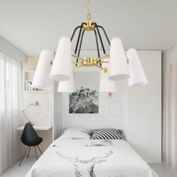 6 Kevyt Retro Rustic Luxury messinkiriippuvalaisin kattokruunu lasivarjostimella