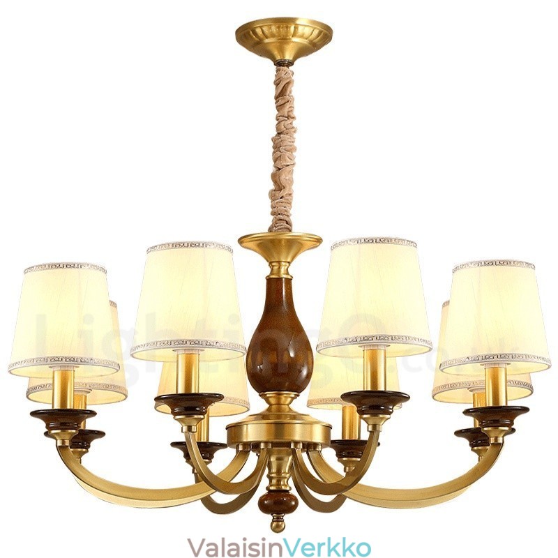 8 Kevyt Retro Rustic Luxury messinkiriippuvalaisinkruunu lasivarjostimella
