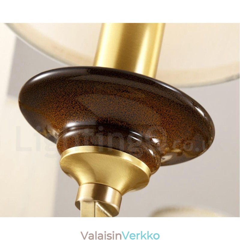 6 Kevyt Retro Rustic Luxury messinkiriippuvalaisin kattokruunu lasivarjostimella
