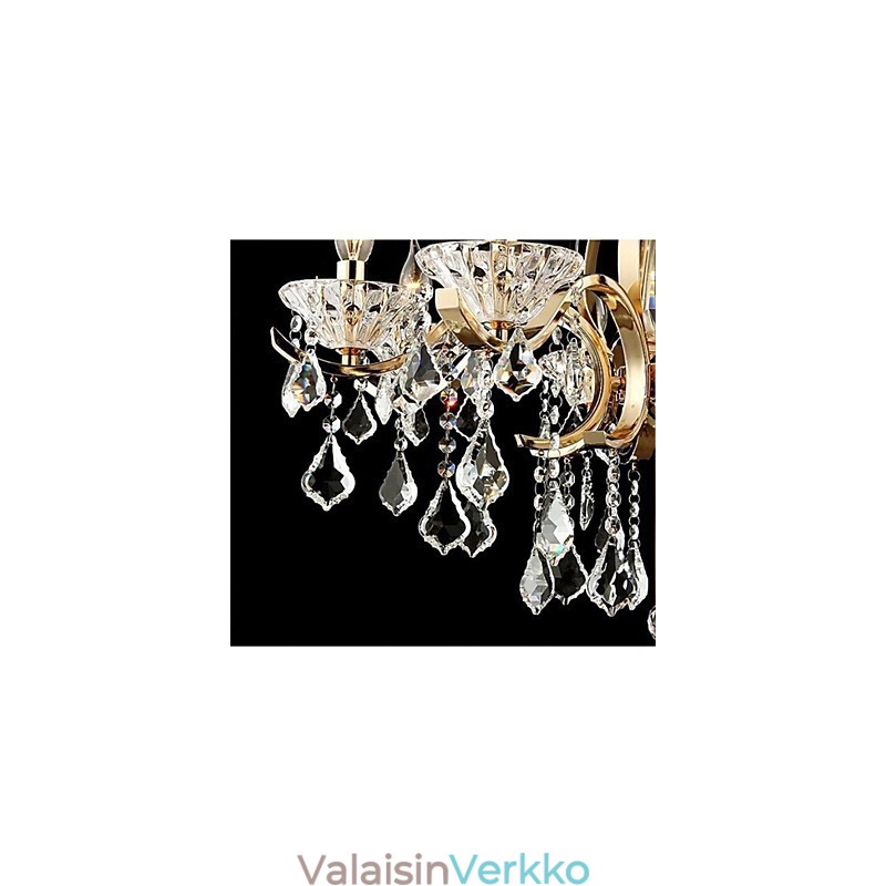 Korkealaatuinen kultainen takorautainen kristallikruunu 8 valoa