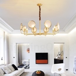 8 Kevyt Retro Rustic Luxury messinkiriippuvalaisinkruunu lasivarjostimella