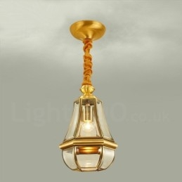 1 Kevyt Retro Rustic Luxury messinkiriippuvalaisin kattokruunu lasivarjostimella