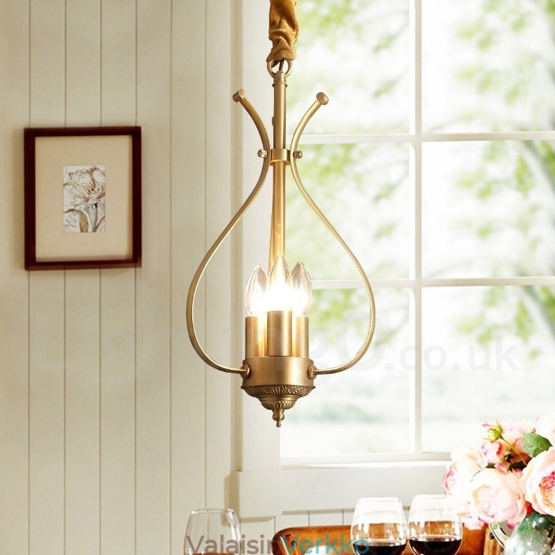 4 Kevyt Retro Rustic Luxury messinki riippuvalaisin kattokruunu