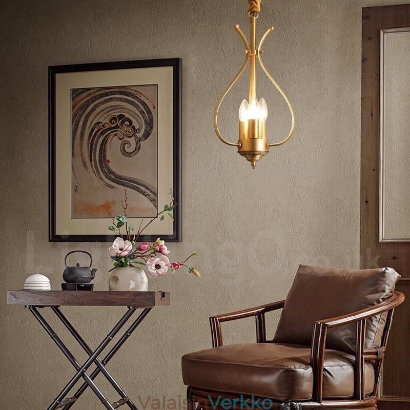 4 Kevyt Retro Rustic Luxury messinki riippuvalaisin kattokruunu
