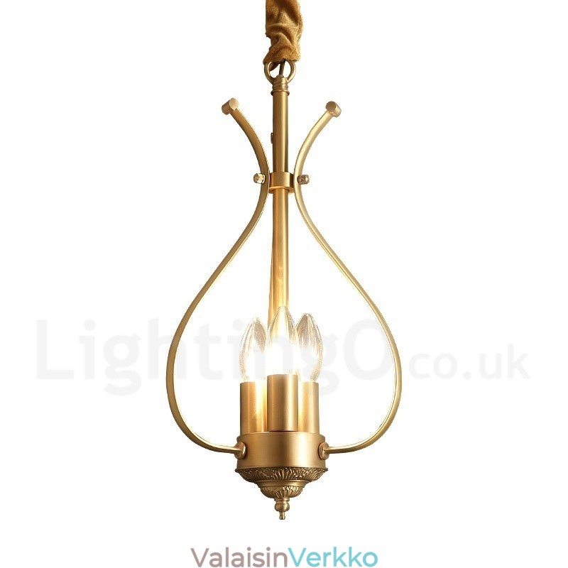 4 Kevyt Retro Rustic Luxury messinki riippuvalaisin kattokruunu